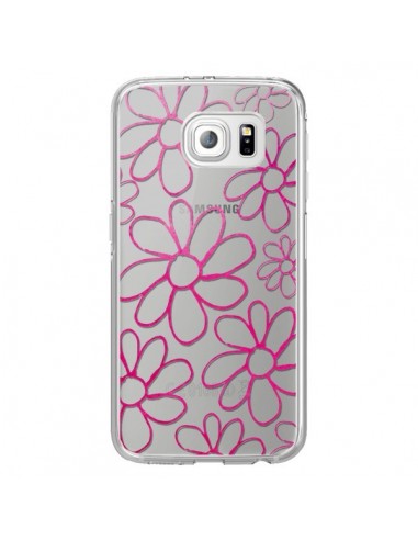 Coque Flower Garden Pink Fleur Transparente pour Samsung Galaxy S6 Edge - Sylvia Cook