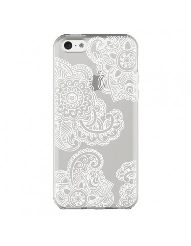 Coque iPhone 5C Lacey Paisley Mandala Blanc Fleur Transparente - Sylvia Cook