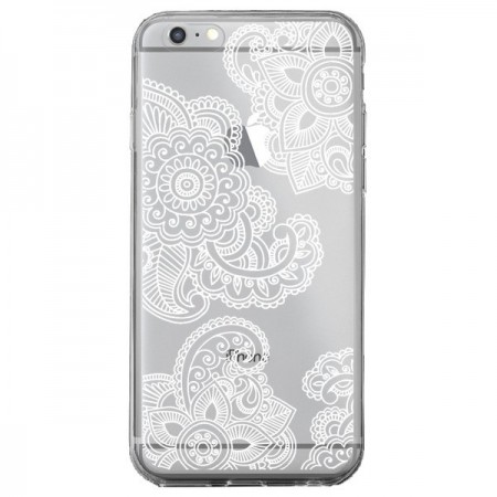 Coque iPhone 6 Plus et 6S Plus Lacey Paisley Mandala Blanc Fleur Transparente - Sylvia Cook