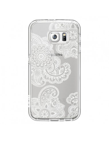 Coque Lacey Paisley Mandala Blanc Fleur Transparente pour Samsung Galaxy S6 - Sylvia Cook