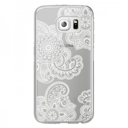Coque Lacey Paisley Mandala Blanc Fleur Transparente pour Samsung Galaxy S6 Edge - Sylvia Cook