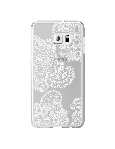 Coque Lacey Paisley Mandala Blanc Fleur Transparente pour Samsung Galaxy S6 Edge Plus - Sylvia Cook