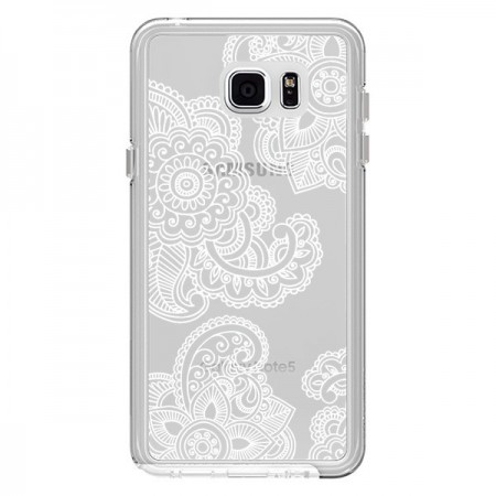 Coque Lacey Paisley Mandala Blanc Fleur Transparente pour Samsung Galaxy Note 5 - Sylvia Cook