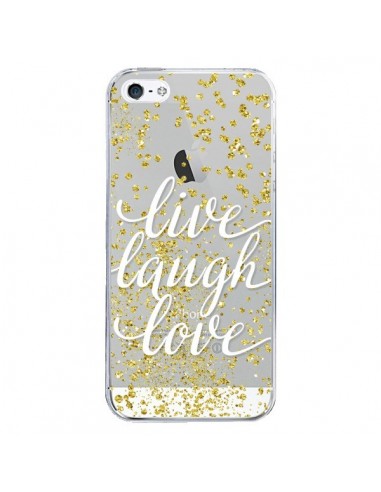 Coque iPhone 5/5S et SE Live, Laugh, Love, Vie, Ris, Aime Transparente - Sylvia Cook