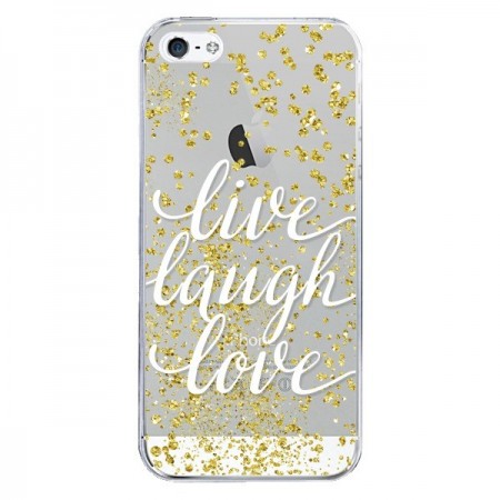 Coque iPhone 5/5S et SE Live, Laugh, Love, Vie, Ris, Aime Transparente - Sylvia Cook