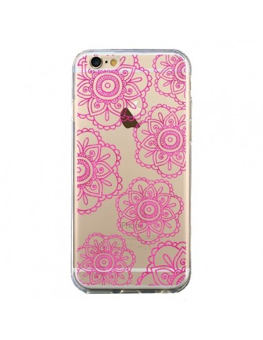 Coque iPhone 6 et 6S Pink Doodle Flower Mandala Rose Fleur Transparente - Sylvia Cook