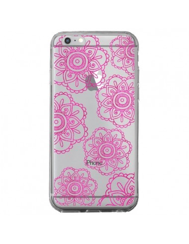 Coque iPhone 6 Plus et 6S Plus Pink Doodle Flower Mandala Rose Fleur Transparente - Sylvia Cook