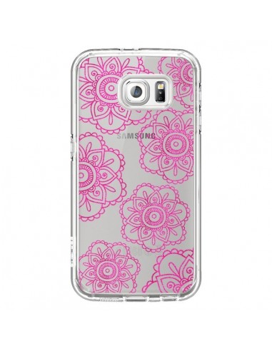 Coque Pink Doodle Flower Mandala Rose Fleur Transparente pour Samsung Galaxy S6 - Sylvia Cook