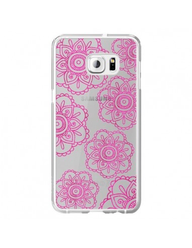 Coque Pink Doodle Flower Mandala Rose Fleur Transparente pour Samsung Galaxy S6 Edge Plus - Sylvia Cook