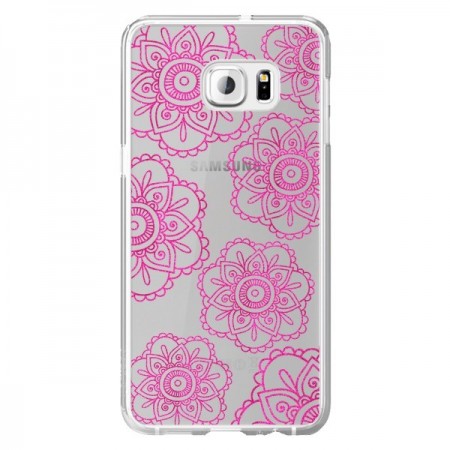 Coque Pink Doodle Flower Mandala Rose Fleur Transparente pour Samsung Galaxy S6 Edge Plus - Sylvia Cook