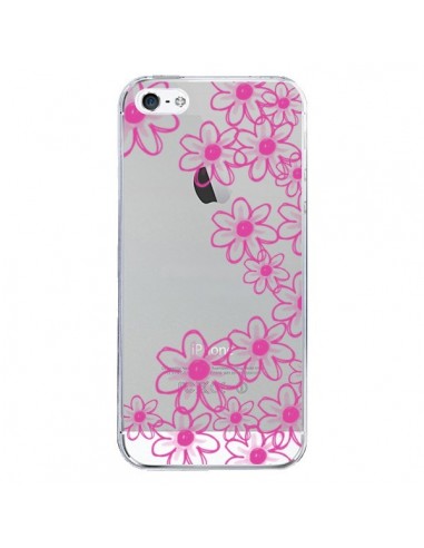 Coque iPhone 5/5S et SE Pink Flowers Fleurs Roses Transparente - Sylvia Cook