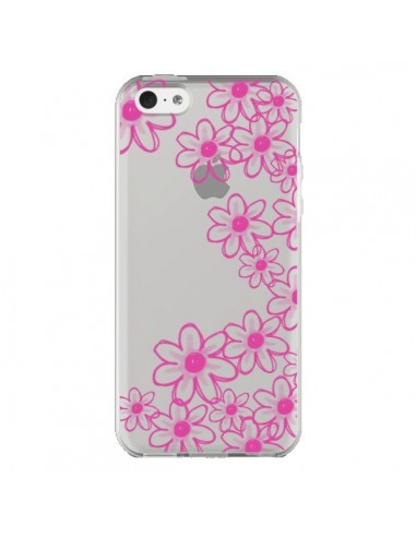 Coque iPhone 5C Pink Flowers Fleurs Roses Transparente - Sylvia Cook