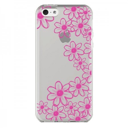 Coque iPhone 5C Pink Flowers Fleurs Roses Transparente - Sylvia Cook