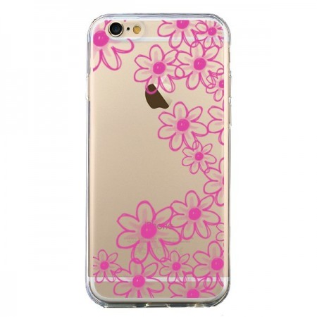 Coque iPhone 6 et 6S Pink Flowers Fleurs Roses Transparente - Sylvia Cook