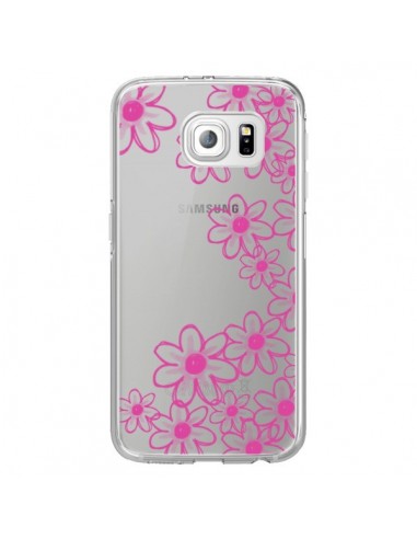 Coque Pink Flowers Fleurs Roses Transparente pour Samsung Galaxy S6 Edge - Sylvia Cook
