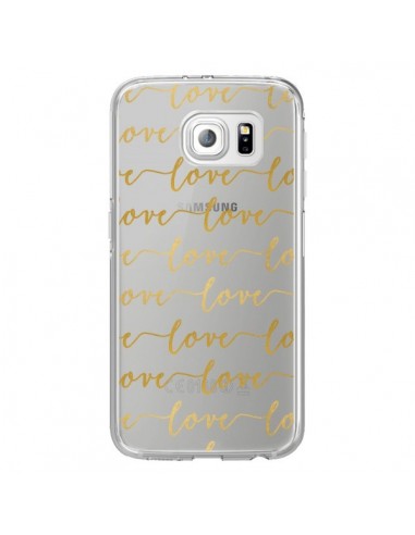 Coque Love Amour Repeating Transparente pour Samsung Galaxy S6 Edge - Sylvia Cook