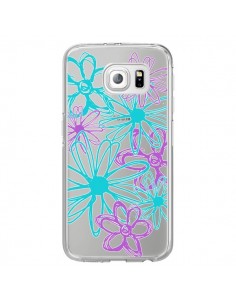 Coque Turquoise and Purple Flowers Fleurs Violettes...