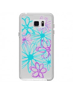 Coque Turquoise and Purple Flowers Fleurs Violettes...