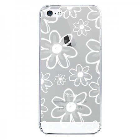 Coque iPhone 5/5S et SE Mandala Blanc White Flower Transparente - Sylvia Cook