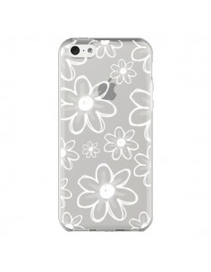 Coque iPhone 5C Mandala Blanc White Flower Transparente -...