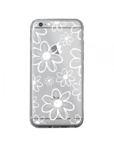 Coque iPhone 6 Plus et 6S Plus Mandala Blanc White Flower Transparente - Sylvia Cook