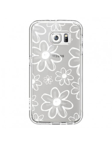 Coque Mandala Blanc White Flower Transparente pour Samsung Galaxy S6 - Sylvia Cook