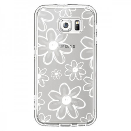 Coque Mandala Blanc White Flower Transparente pour Samsung Galaxy S6 - Sylvia Cook