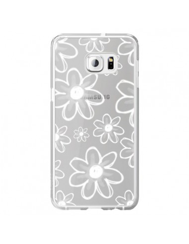 Coque Mandala Blanc White Flower Transparente pour Samsung Galaxy S6 Edge Plus - Sylvia Cook