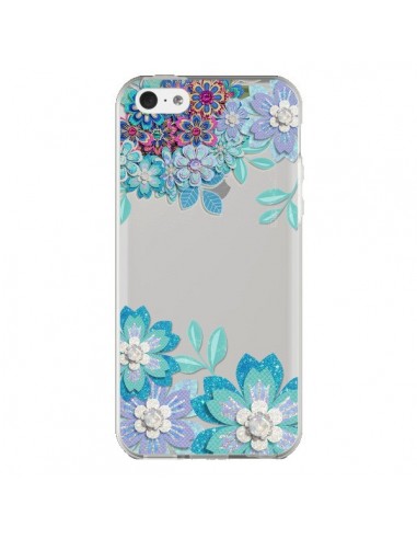 Coque iPhone 5C Winter Flower Bleu, Fleurs d'Hiver Transparente - Sylvia Cook