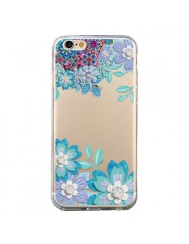 Coque iPhone 6 et 6S Winter Flower Bleu, Fleurs d'Hiver Transparente - Sylvia Cook
