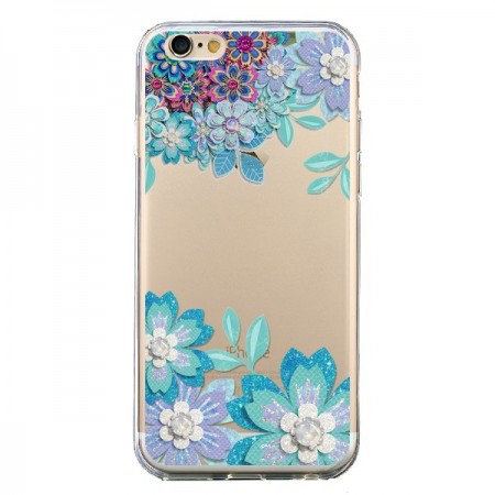 Coque iPhone 6 et 6S Winter Flower Bleu, Fleurs d'Hiver Transparente - Sylvia Cook