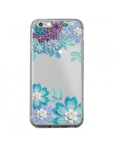 Coque iPhone 6 Plus et 6S Plus Winter Flower Bleu, Fleurs d'Hiver Transparente - Sylvia Cook