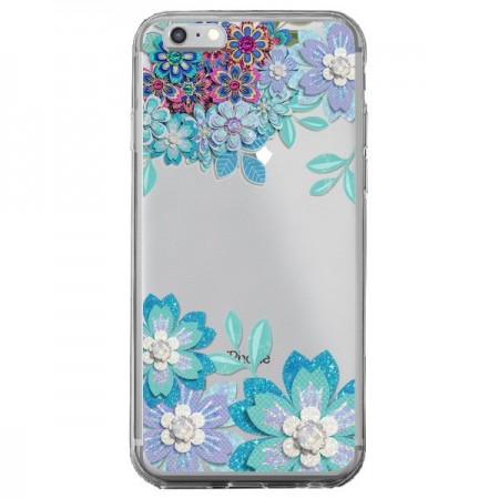 Coque iPhone 6 Plus et 6S Plus Winter Flower Bleu, Fleurs d'Hiver Transparente - Sylvia Cook