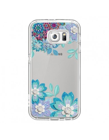 Coque Winter Flower Bleu, Fleurs d'Hiver Transparente pour Samsung Galaxy S6 - Sylvia Cook