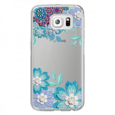 Coque Winter Flower Bleu, Fleurs d'Hiver Transparente pour Samsung Galaxy S6 Edge - Sylvia Cook