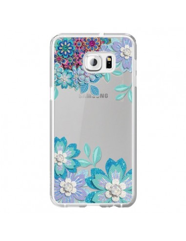 Coque Winter Flower Bleu, Fleurs d'Hiver Transparente pour Samsung Galaxy S6 Edge Plus - Sylvia Cook