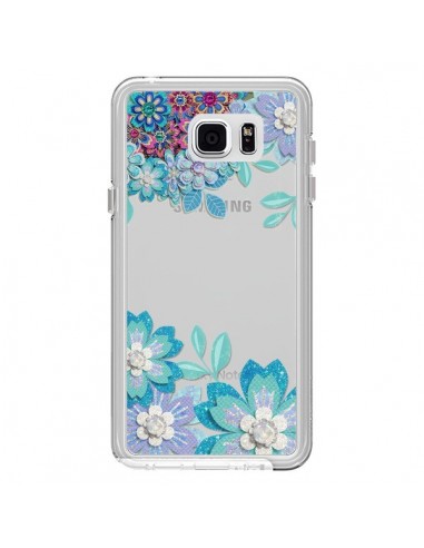 Coque Winter Flower Bleu, Fleurs d'Hiver Transparente pour Samsung Galaxy Note 5 - Sylvia Cook