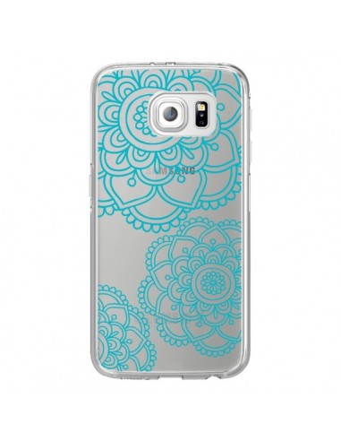 Coque Mandala Bleu Aqua Doodle Flower...