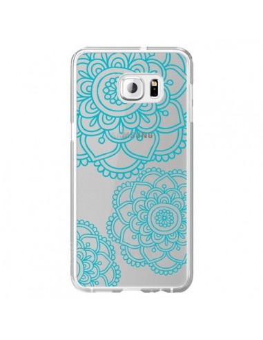 Coque Mandala Bleu Aqua Doodle Flower...