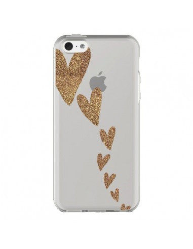 Coque iPhone 5C Coeur Falling Gold Hearts...