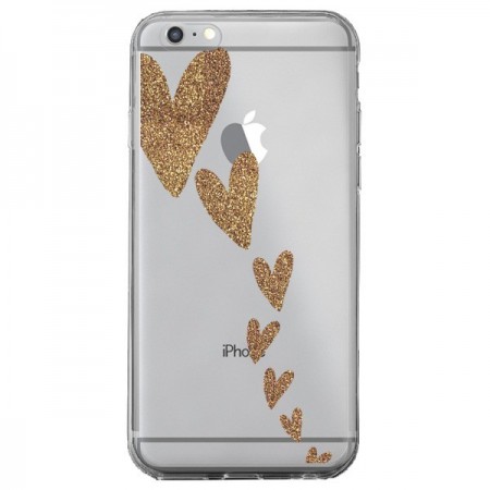 Coque iPhone 6 Plus et 6S Plus Coeur Falling Gold Hearts Transparente - Sylvia Cook