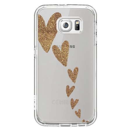 Coque Coeur Falling Gold Hearts Transparente pour Samsung Galaxy S6 - Sylvia Cook