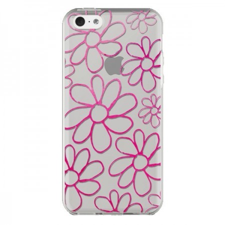 Coque iPhone 5C Flower Garden Pink Fleur Transparente - Sylvia Cook
