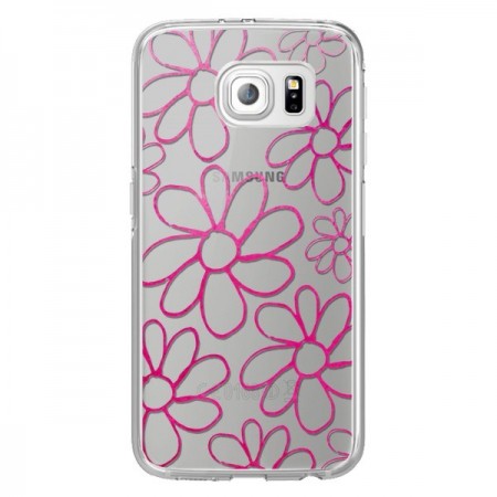 Coque Flower Garden Pink Fleur Transparente pour Samsung Galaxy S6 Edge - Sylvia Cook