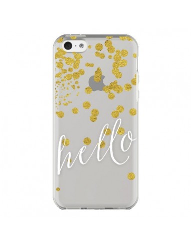 Coque iPhone 5C Hello, Bonjour Transparente -...