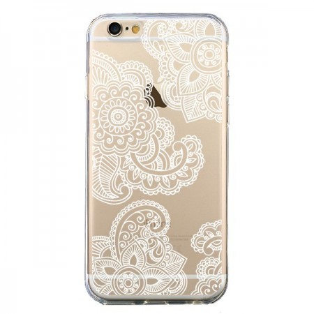 Coque iPhone 6 et 6S Lacey Paisley Mandala Blanc Fleur Transparente - Sylvia Cook