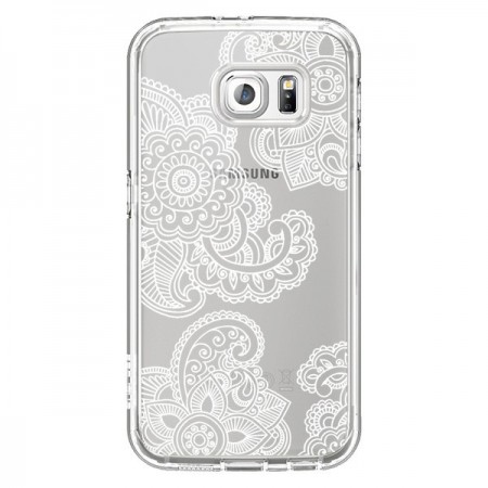 Coque Lacey Paisley Mandala Blanc Fleur Transparente pour Samsung Galaxy S6 - Sylvia Cook