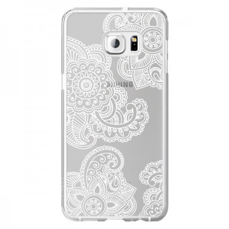 Coque Lacey Paisley Mandala Blanc Fleur Transparente pour Samsung Galaxy S6 Edge Plus - Sylvia Cook
