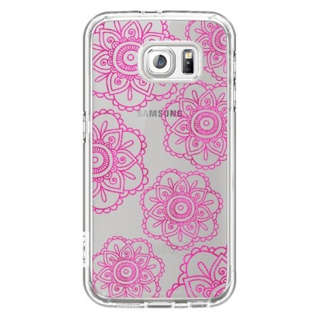 Coque Pink Doodle Flower Mandala Rose Fleur Transparente pour Samsung Galaxy S6 - Sylvia Cook