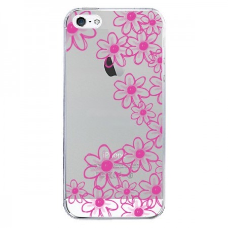 Coque iPhone 5/5S et SE Pink Flowers Fleurs Roses Transparente - Sylvia Cook